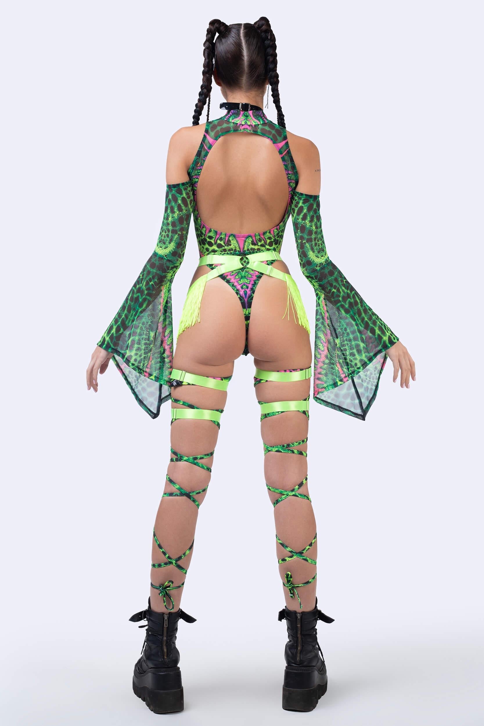 Jungle Jade Flared Sleeve Bodysuit