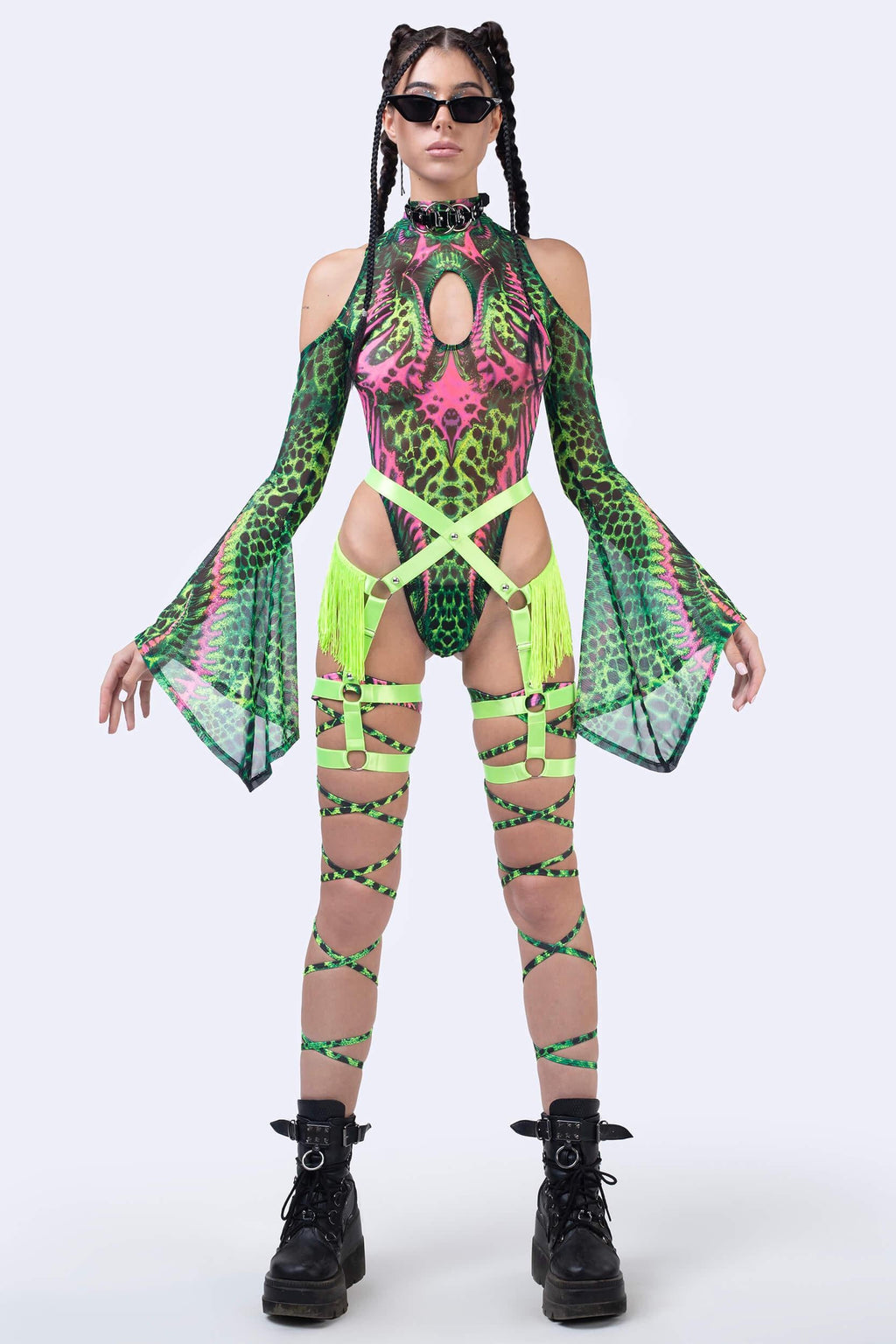 Jungle Jade Flared Sleeve Bodysuit