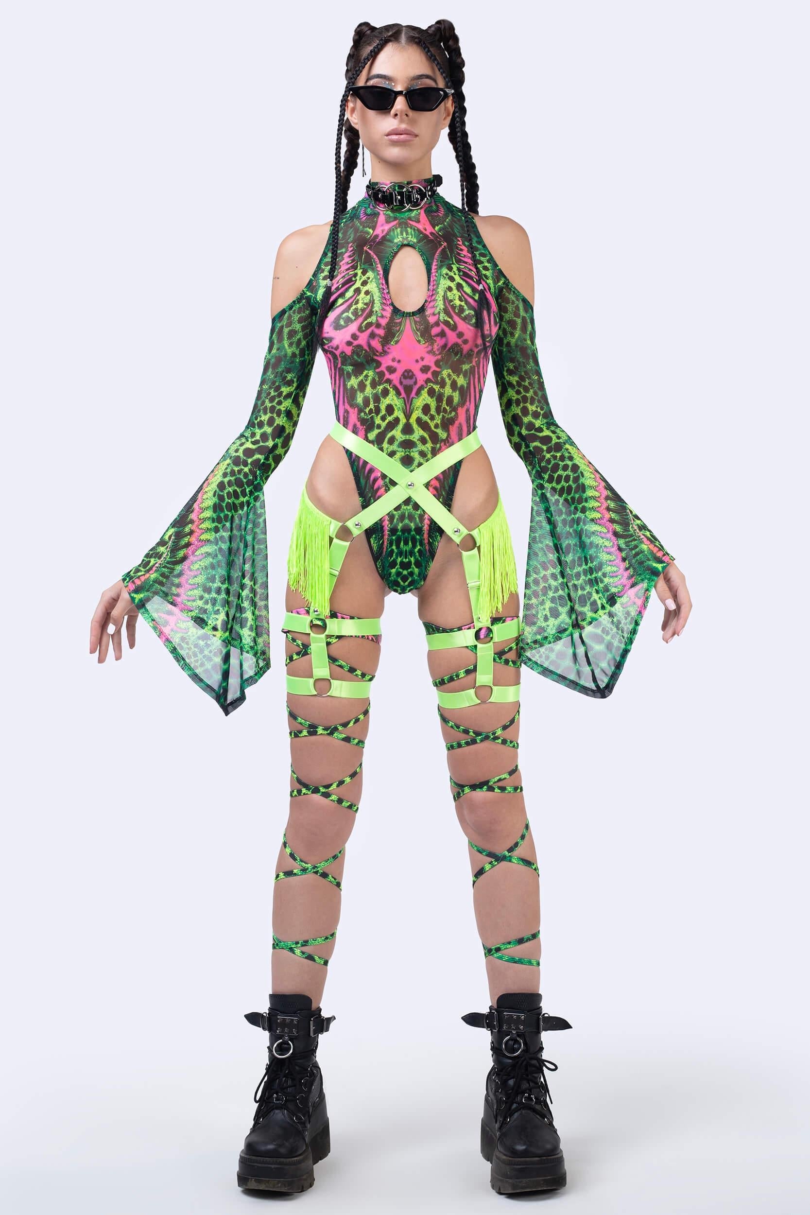 Jungle Jade Flared Sleeve Bodysuit