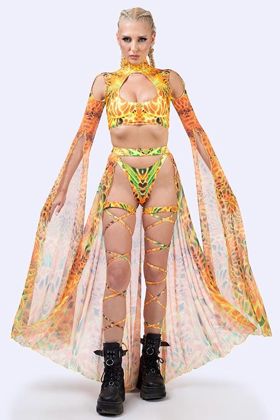 Ember Storm Open-Front Skirt