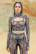 Wired Wrong Mesh 2 Piece Shrug Top