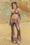 Slave 4 U Lace Up One Shoulder Top and Pants Set