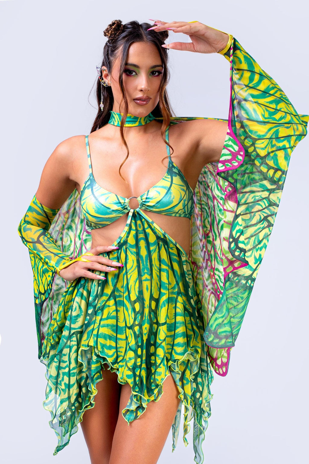 Fragile Beauty Asymmetrical Dress and Wings Set