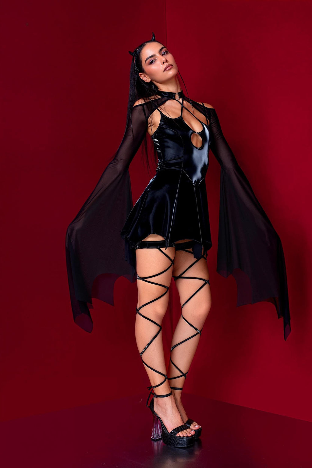 Bring On The Wing Mini Dress And Mesh Shrug