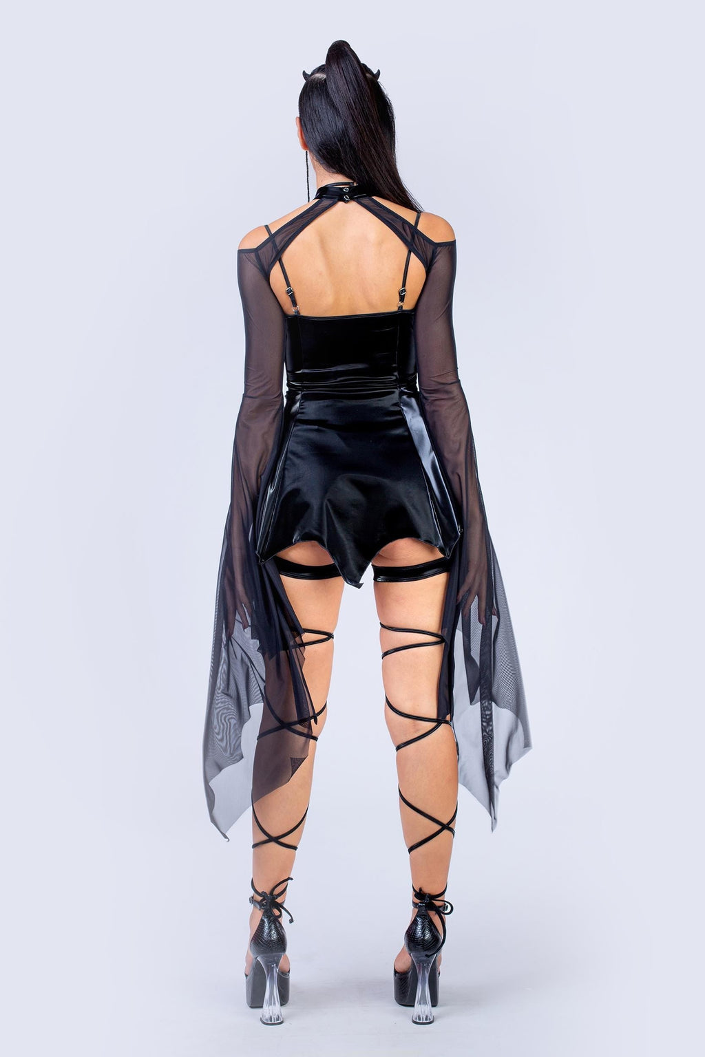 Bring On The Wing Mini Dress And Mesh Shrug