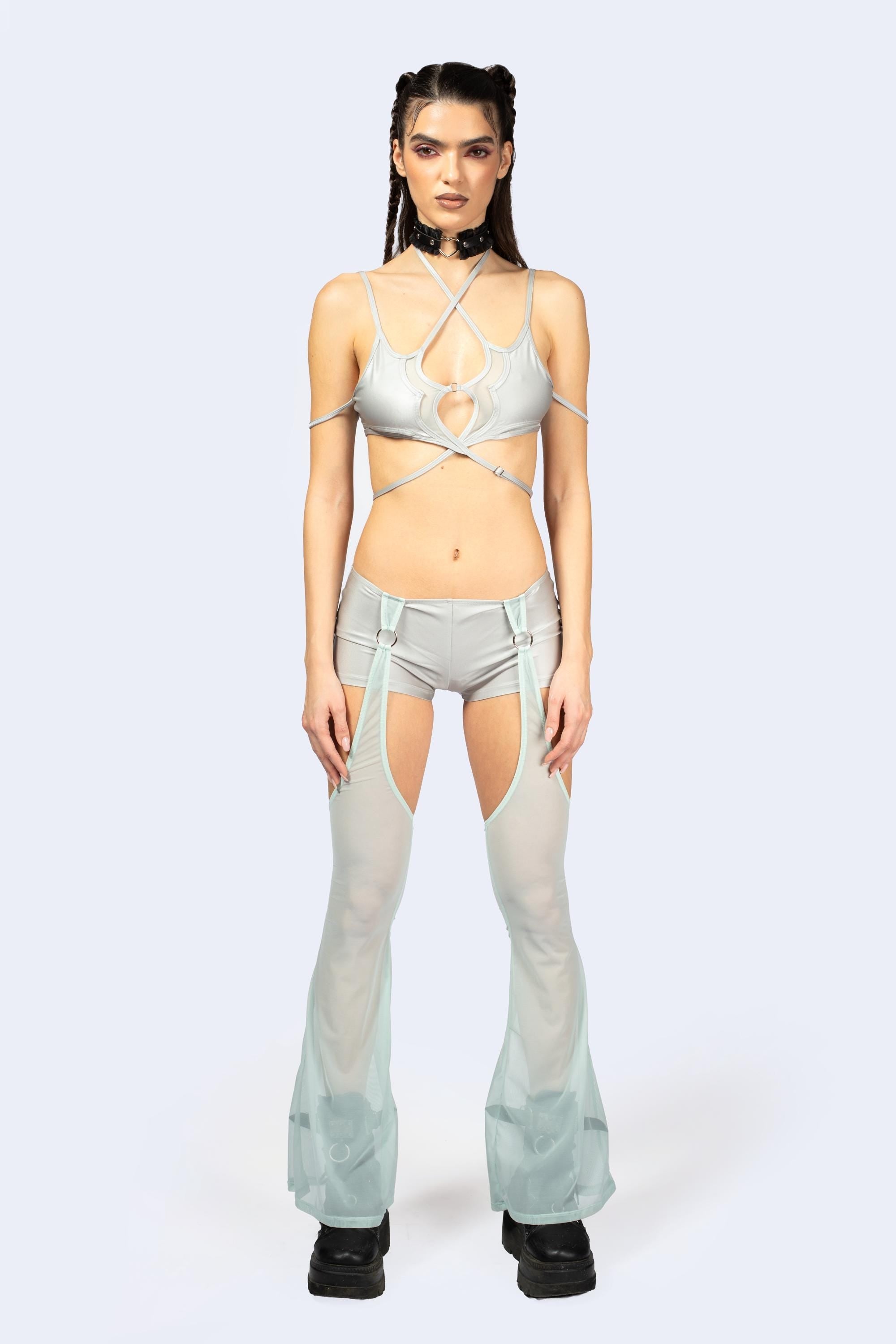 Entwined In Grey Multi-Strap Top
