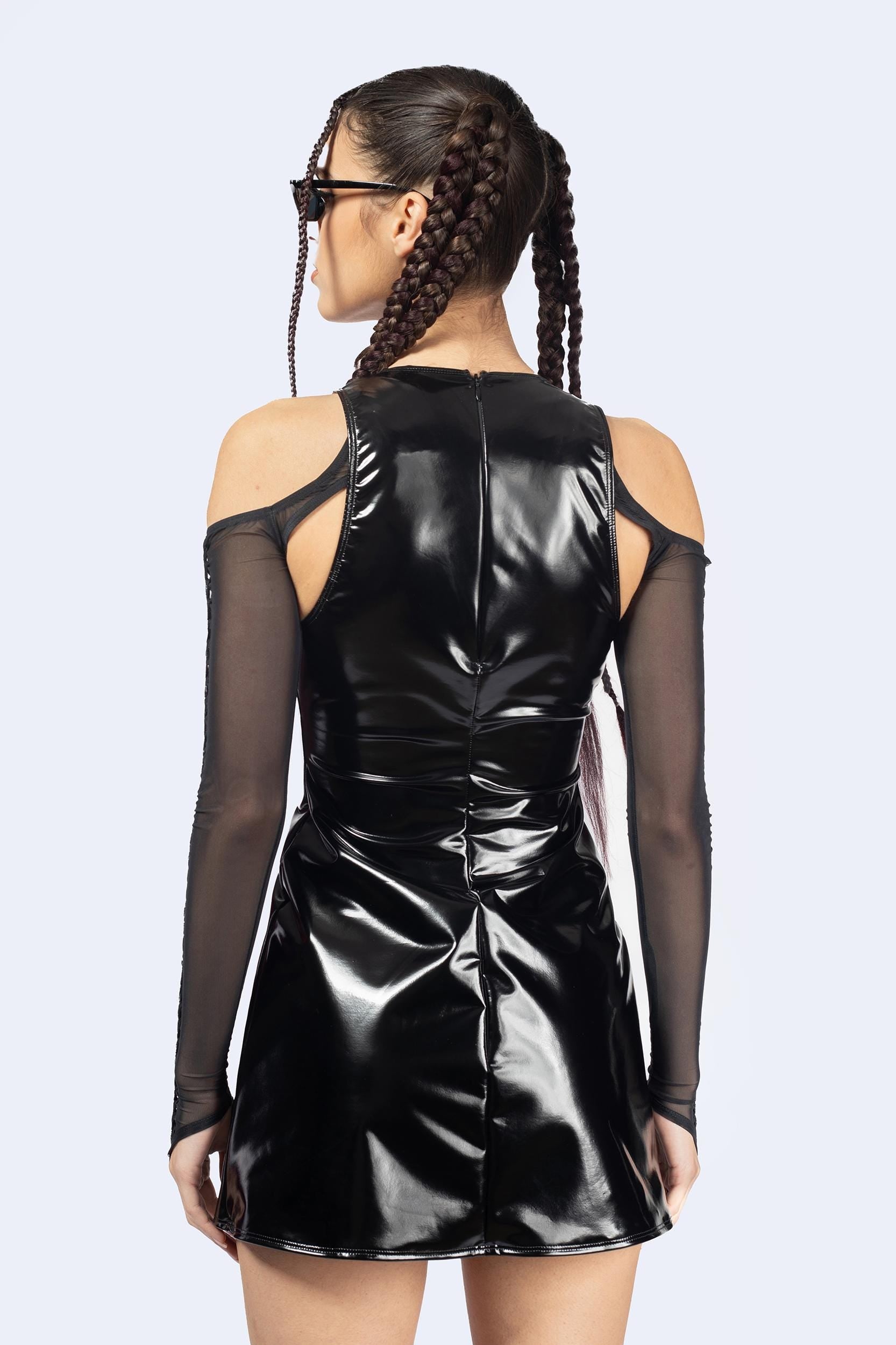 Inertia Mini Dress And Handwoven Mesh Shrug