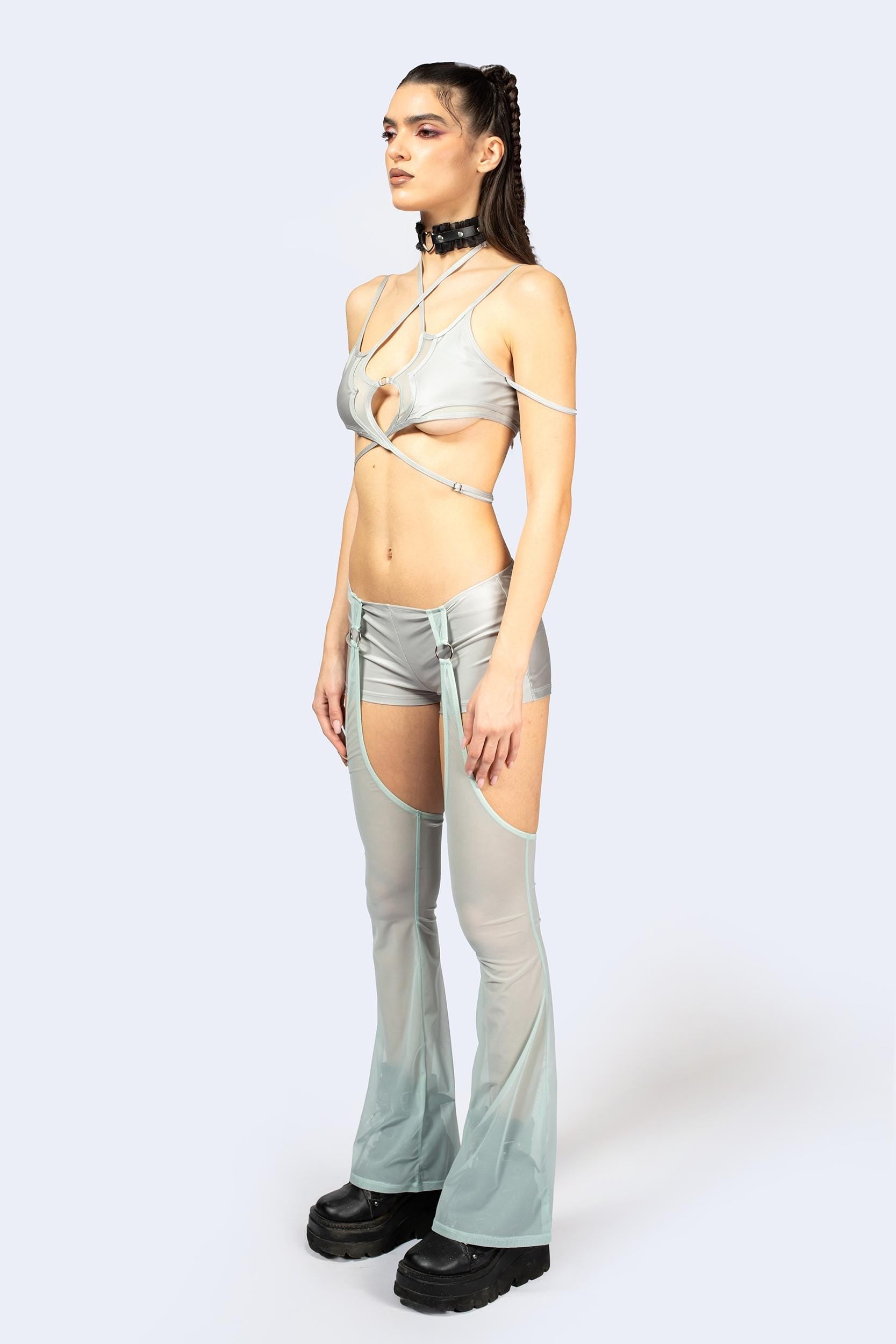 Entwined In Grey Top and Shorts with Chaps Set