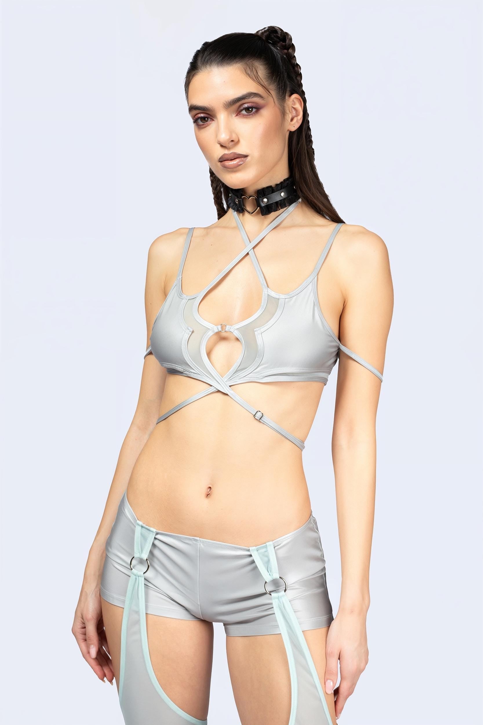 Entwined In Grey Multi-Strap Top