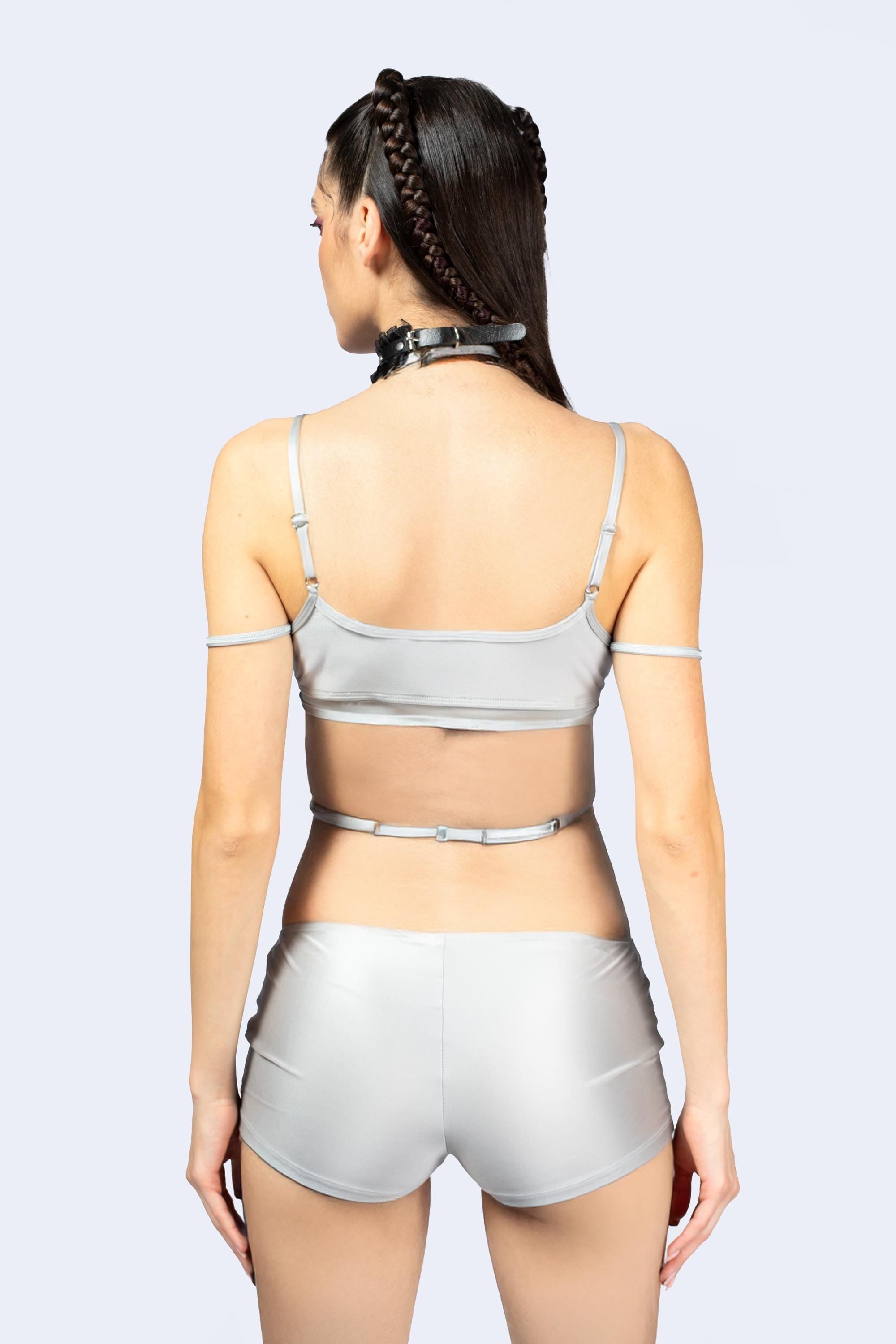 Entwined In Grey Multi-Strap Top