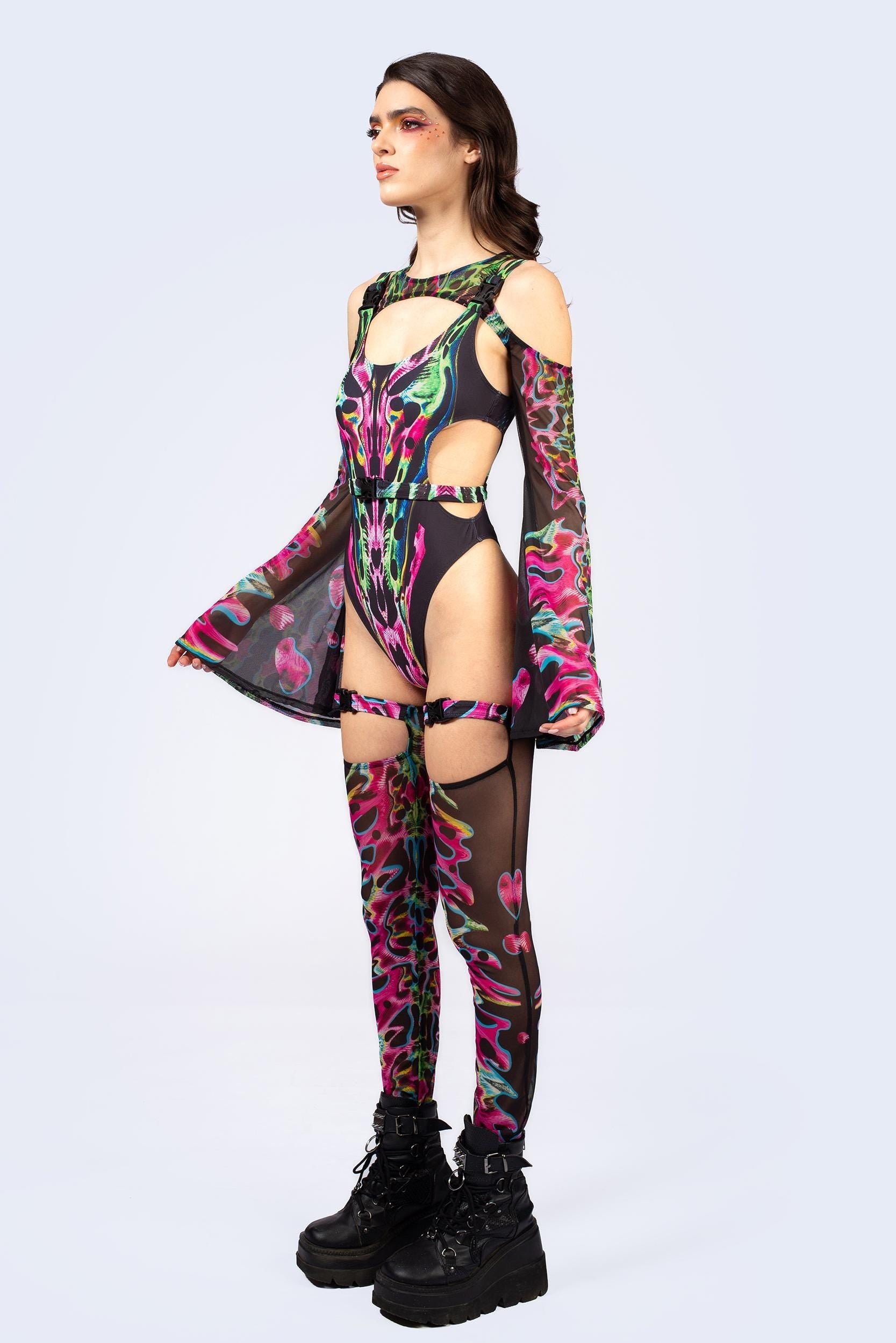 Tearing Me Apart Buckle Cutout Bodysuit