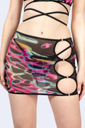 Tearing Me Apart Mesh Cutout Skirt