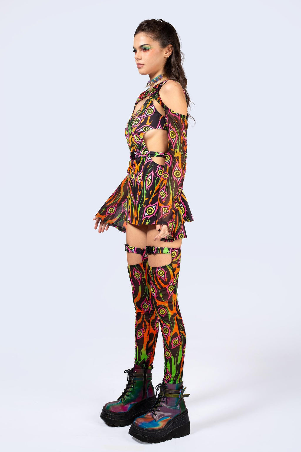 Burning On Buckle Cutout Dress