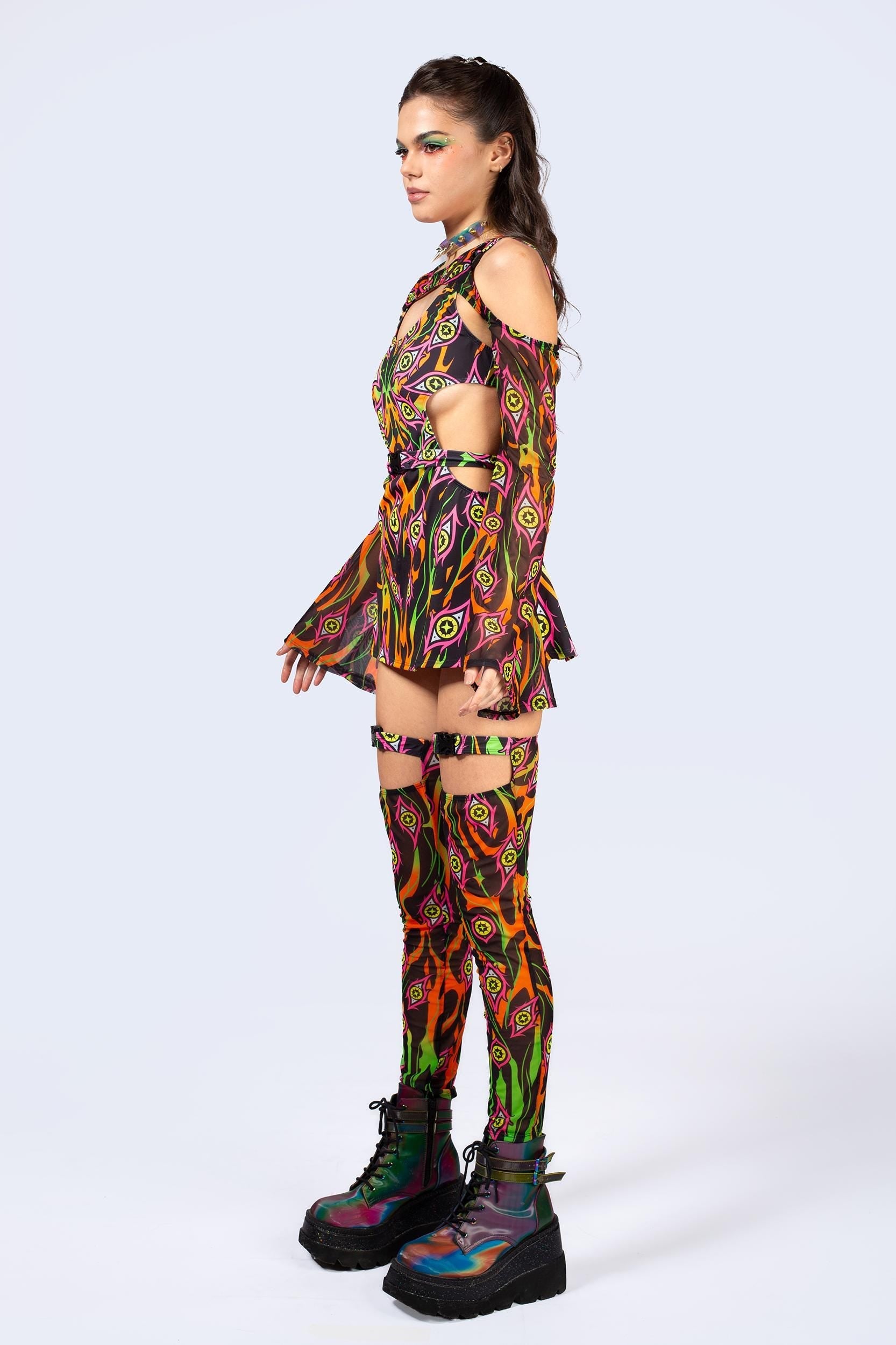Burning On Buckle Cutout Dress