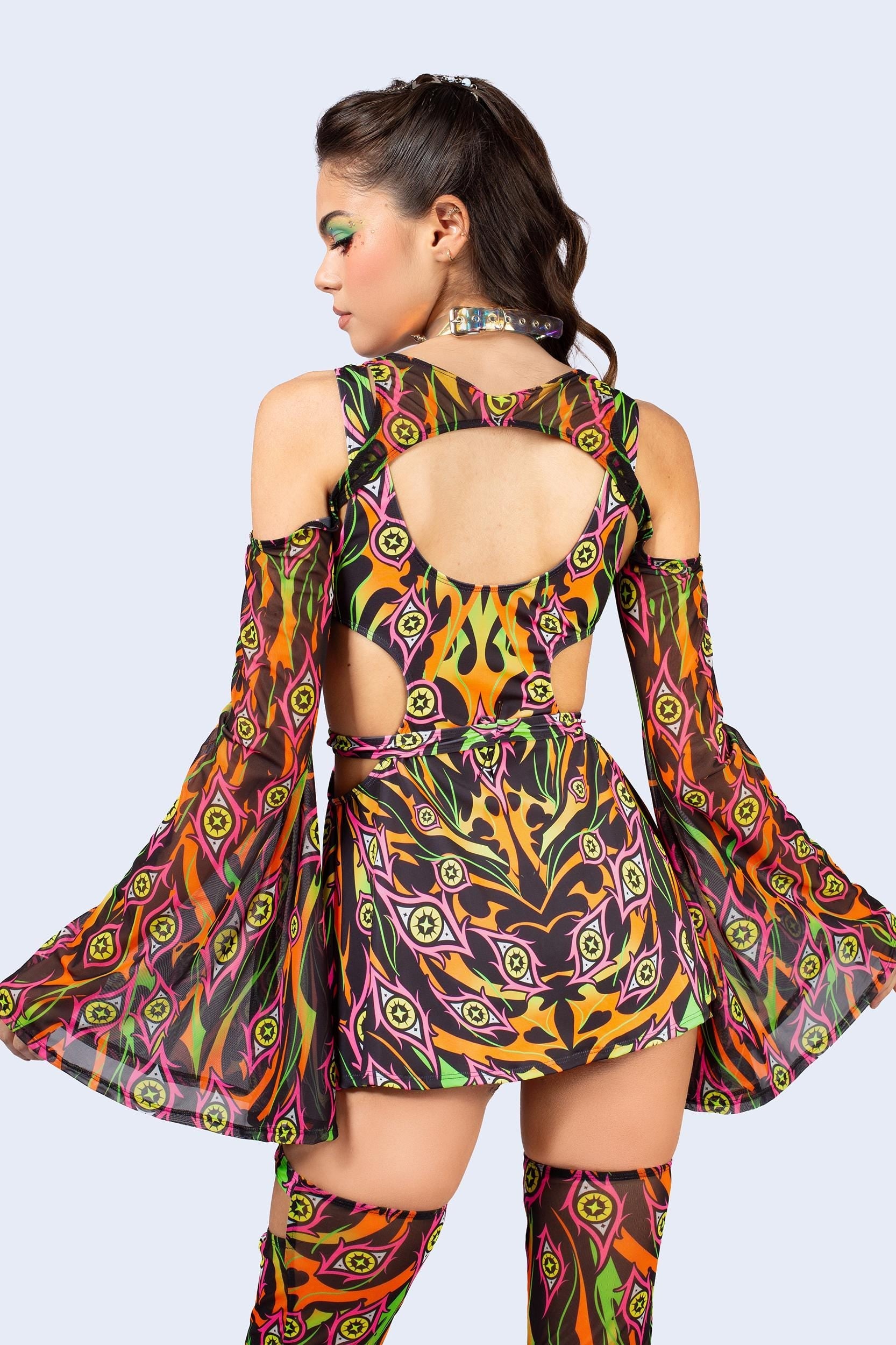 Burning On Buckle Cutout Dress