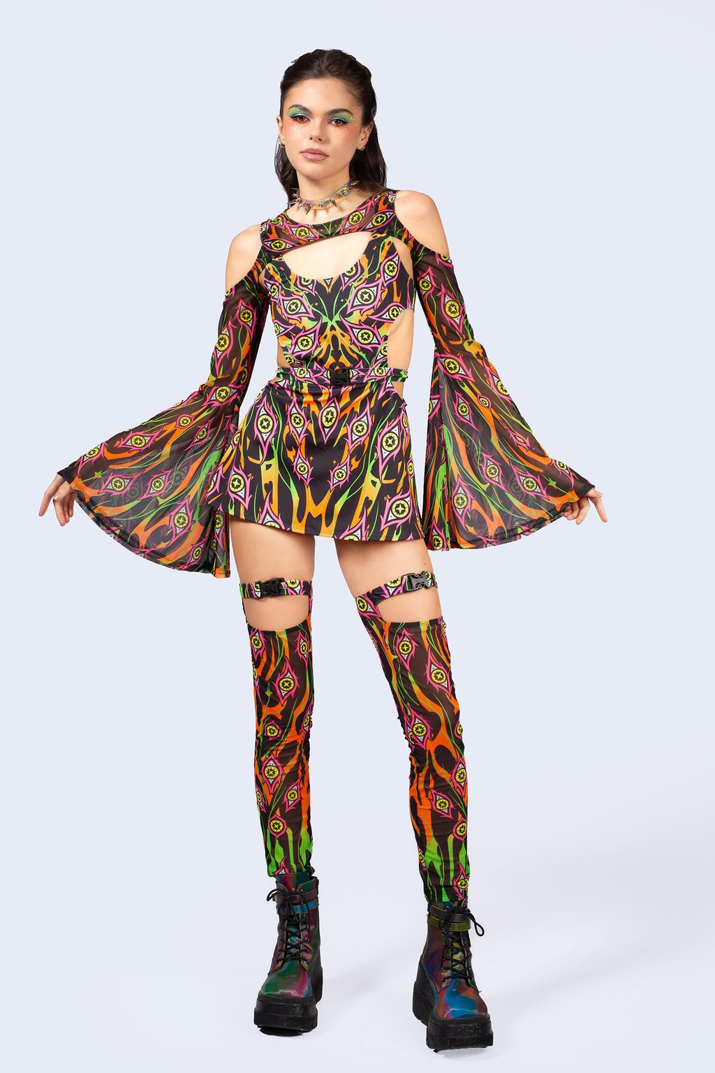 Burning On Buckle Cutout Dress
