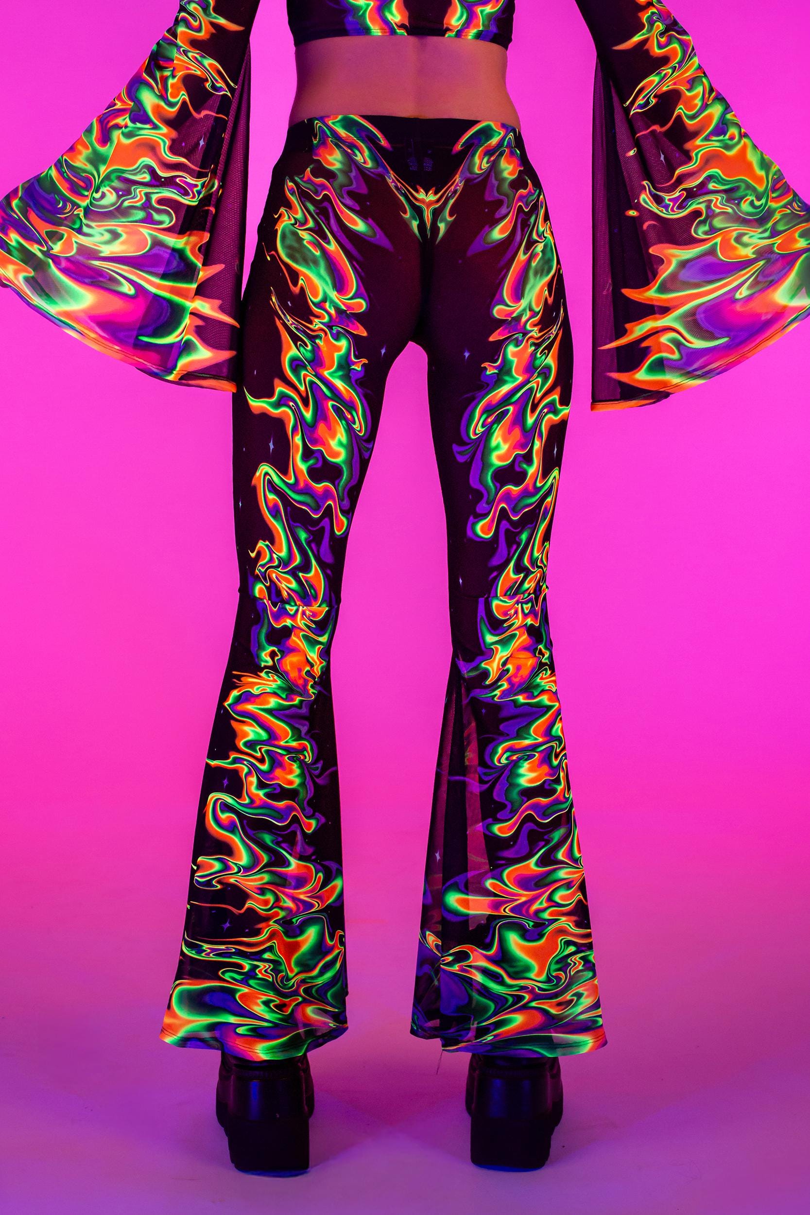 Aura Flow Mesh Bell Bottoms Pants