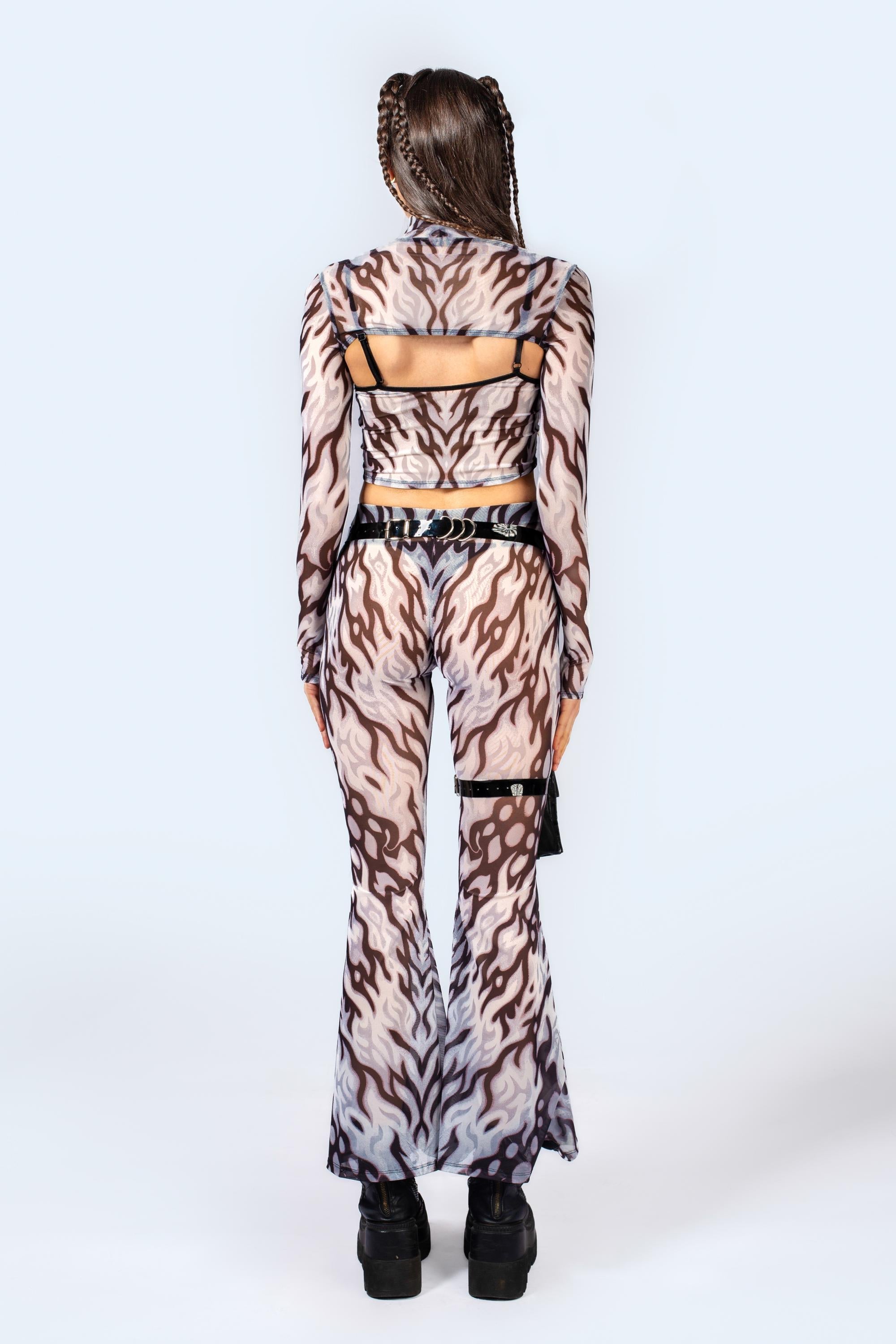 Loose Ends Mesh Bell Bottoms Pants