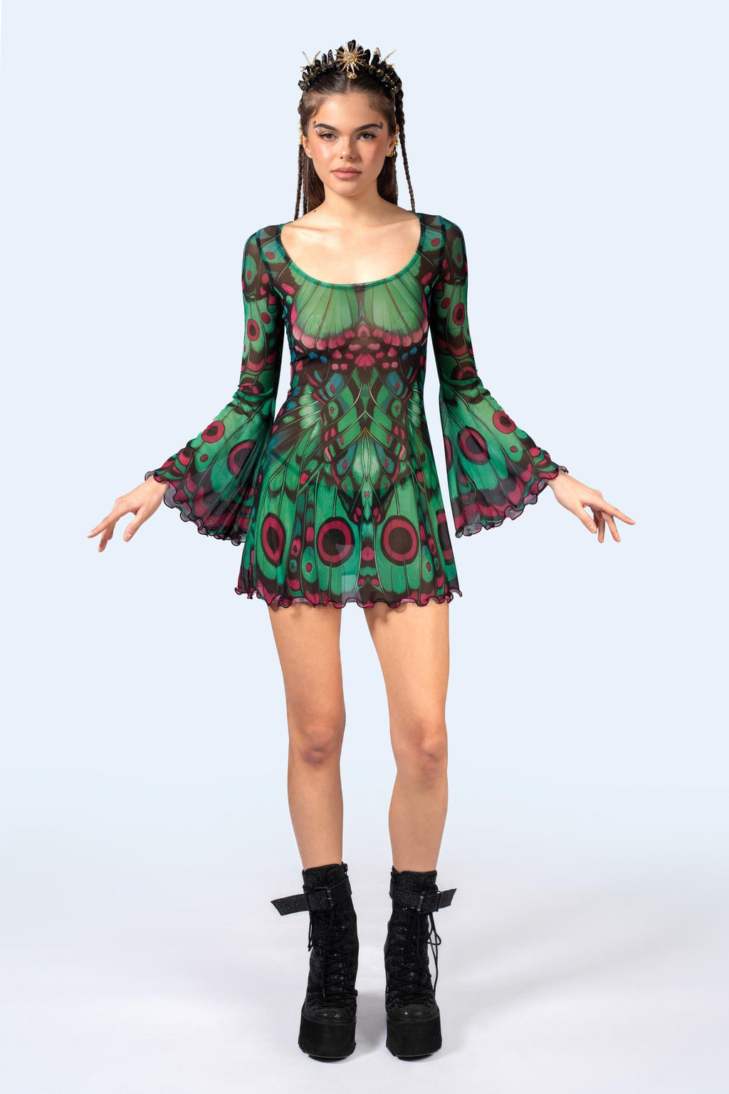 Lucky Moth Mesh Mini Dress