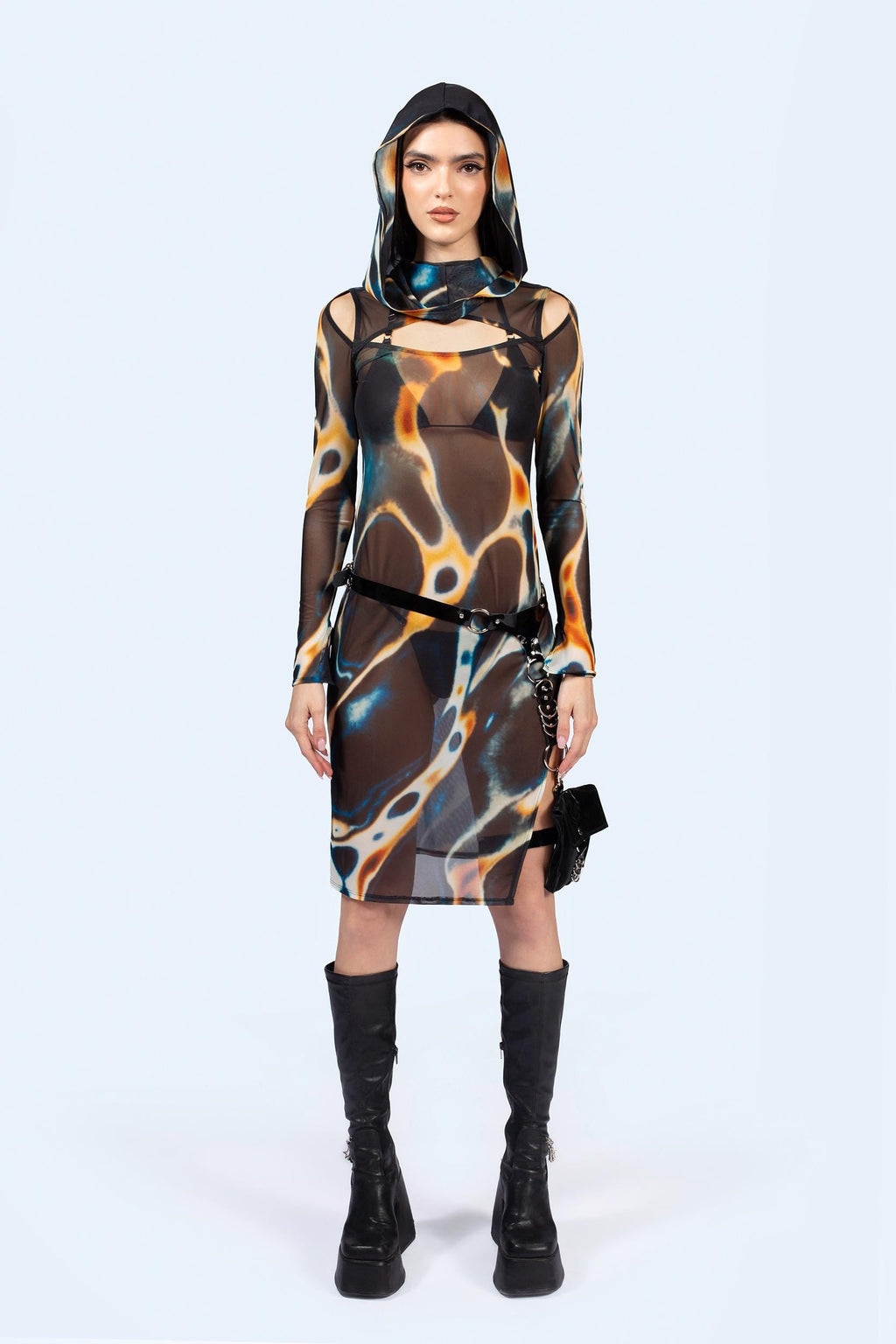 Slow Drift Mesh Hooded Dress