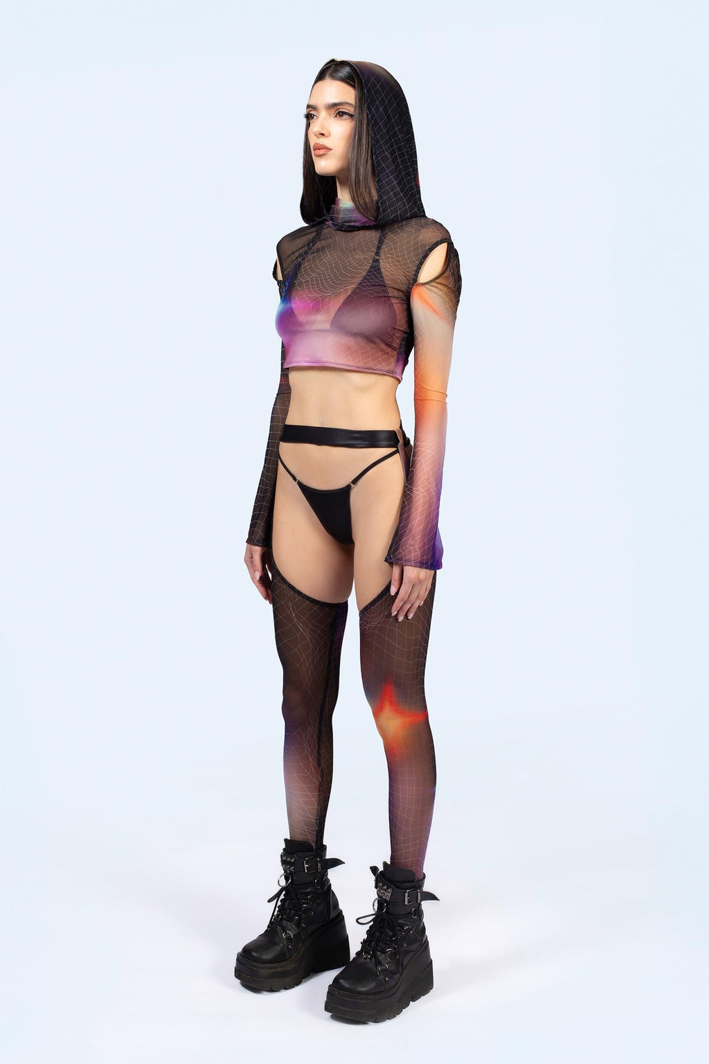 Aura Glow Hooded Mesh Top