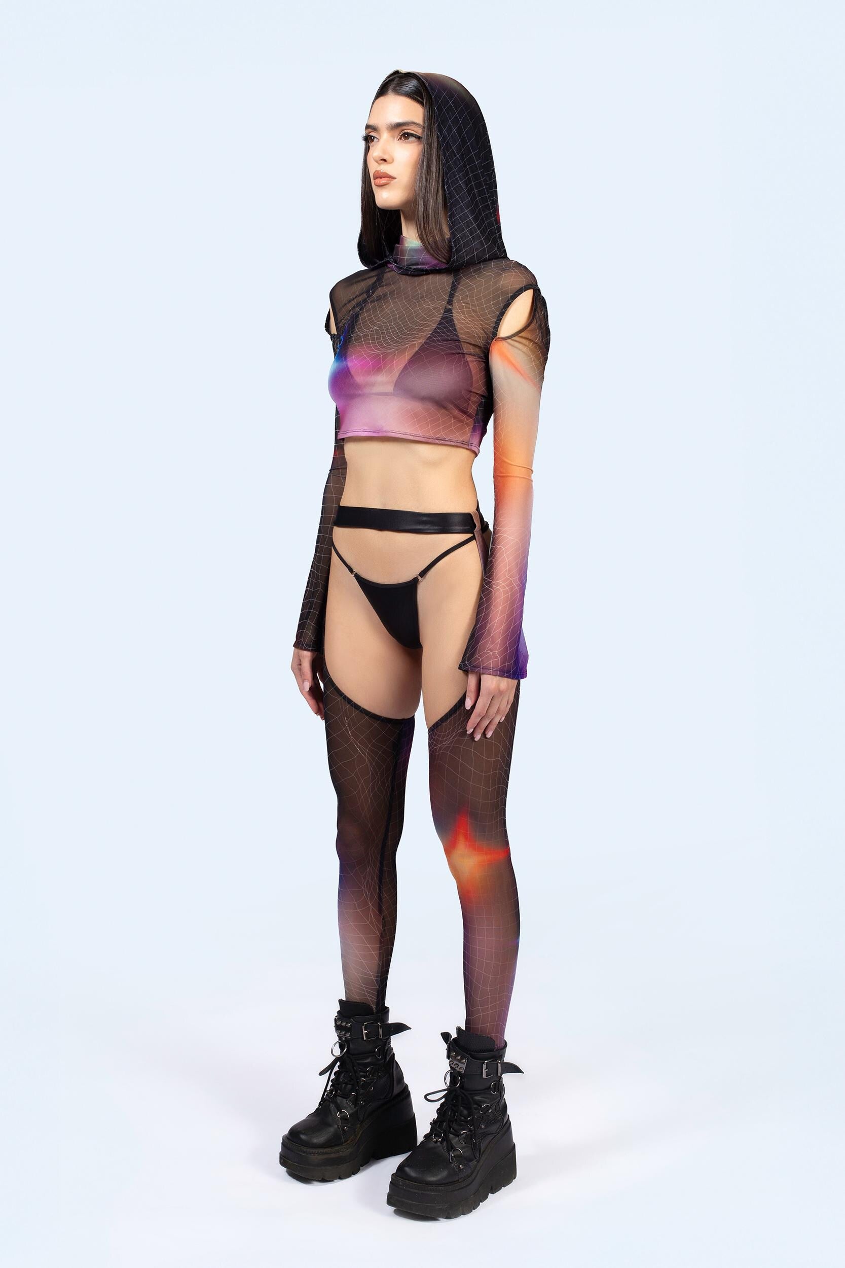 Aura Glow Hooded Mesh Top