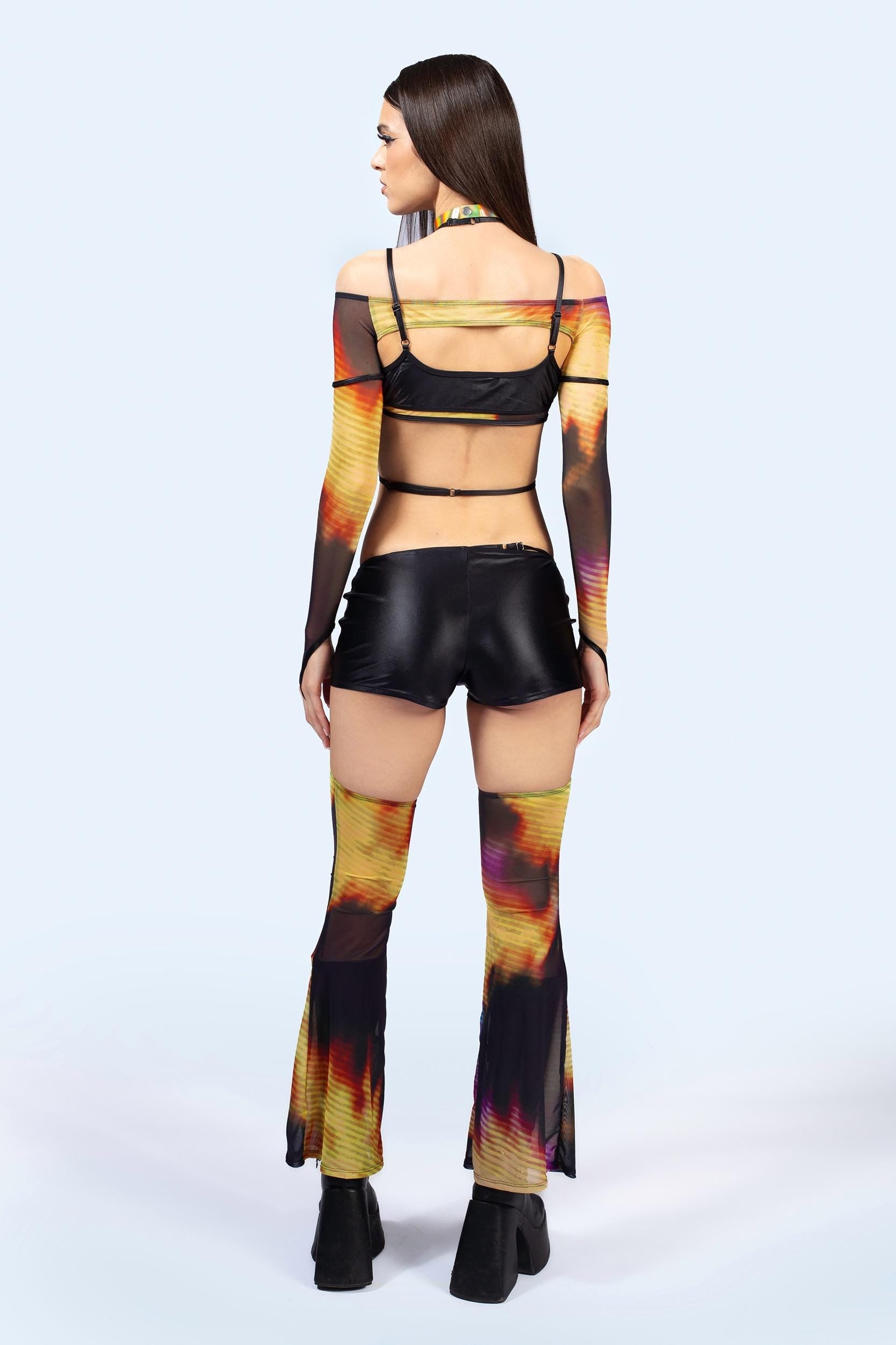Display Micro Shorts With Mesh Chaps